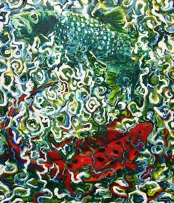 Fish and newt
 stirring the water
Oil 86 x 76