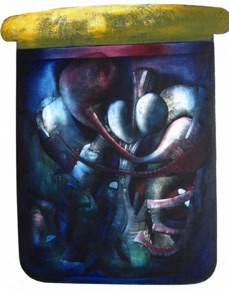 Jar with a cork top
 and specimens
Oil and Acrylic
76.5 x 61